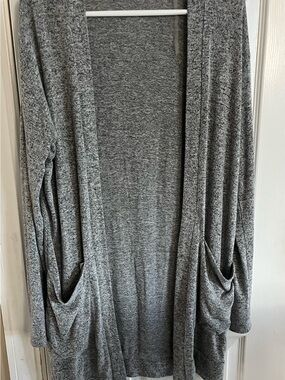 Cherish Heather Gray Open-Front Pocket Cardigan